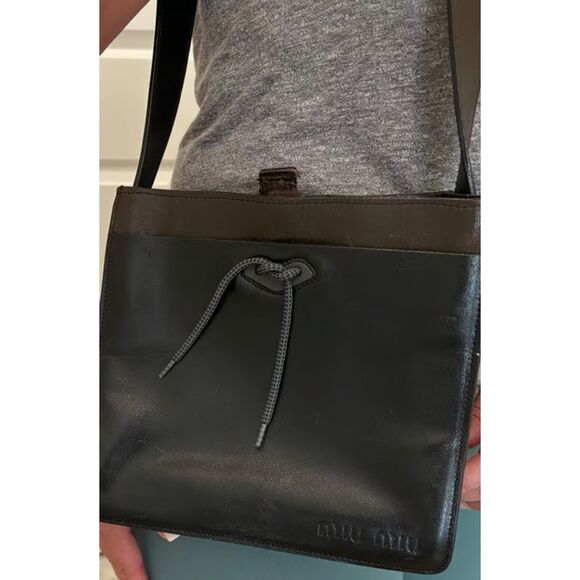 Miu Miu Prada Vintage Logo 90s Collectible Leather Shoulder Bag - Picture 6 of 14